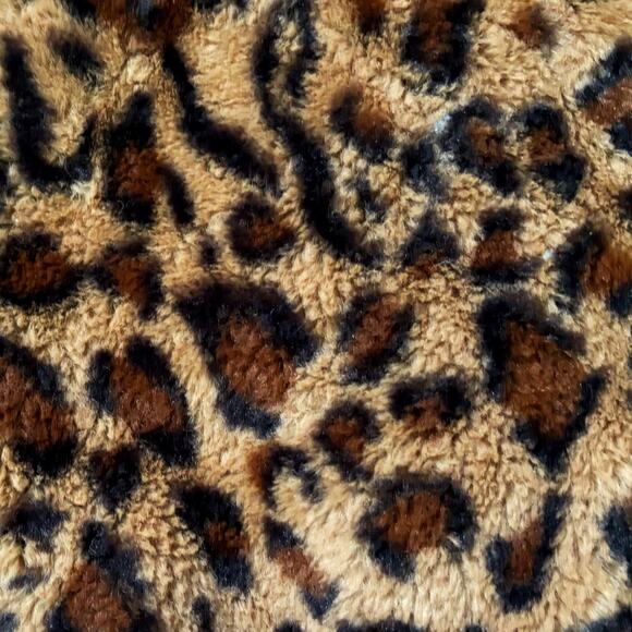 JouJou Short Tan/Brown Cheetah Print Faux Fur Jacket Womens Size L - Picture 4 of 10